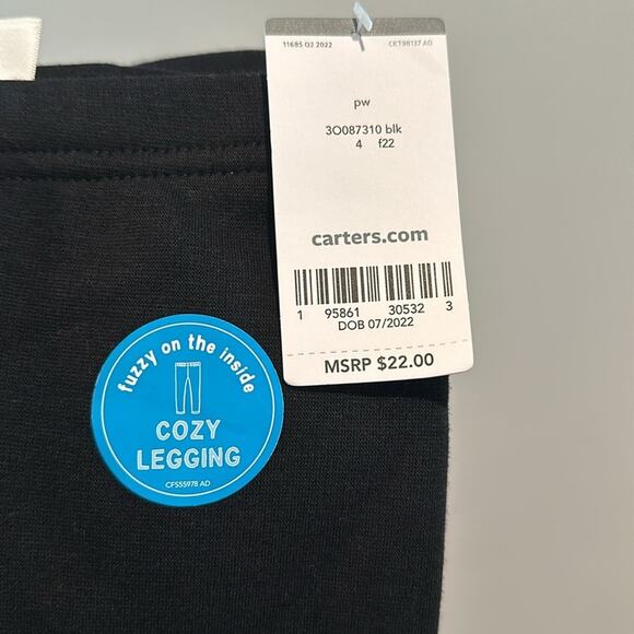 Carter’s Toddler Girl size 4 Black Fleece-Lined Leggings - Picture 2 of 7